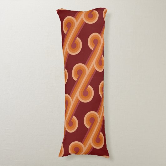 Orange Dark Maroon Red Retro Circles Art Pattern Seitenschläferkissen (Vorderseite Vertikal)