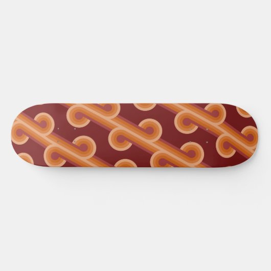 Orange Dark Maroon Red Retro Circles Art Pattern Skateboard (Horizontal)