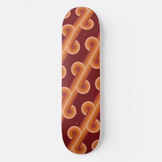 Orange Dark Maroon Red Retro Circles Art Pattern Skateboard (Vorderseite)