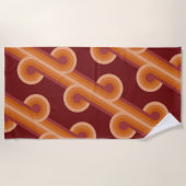 Orange Dark Maroon Red Retro Circles Art Pattern Strandtuch (Vorderseite)