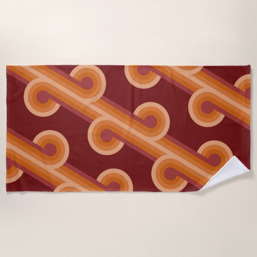 Orange Dark Maroon Red Retro Circles Art Pattern Strandtuch (Vorderseite)