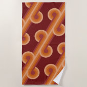 Orange Dark Maroon Red Retro Circles Art Pattern Strandtuch (Vorderseite)