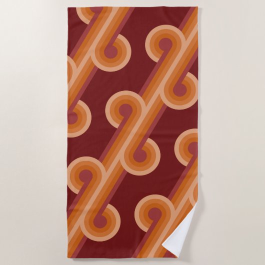 Orange Dark Maroon Red Retro Circles Art Pattern Strandtuch (Vorderseite)