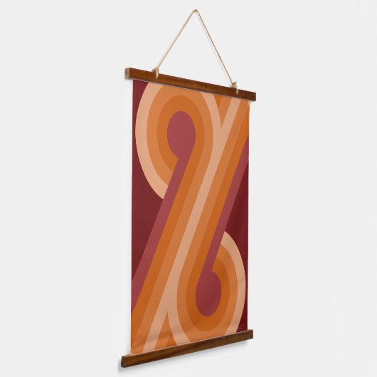 Orange Dark Maroon Red Retro Circles Art Pattern Wandteppich Mit Holzrahmen (Gewinkelt)
