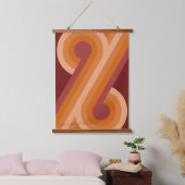 Orange Dark Maroon Red Retro Circles Art Pattern Wandteppich Mit Holzrahmen (Schlafzimmer)