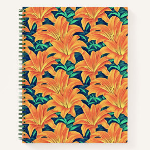 Orange Day Lilies mit Green Blätter Journal Notizblock