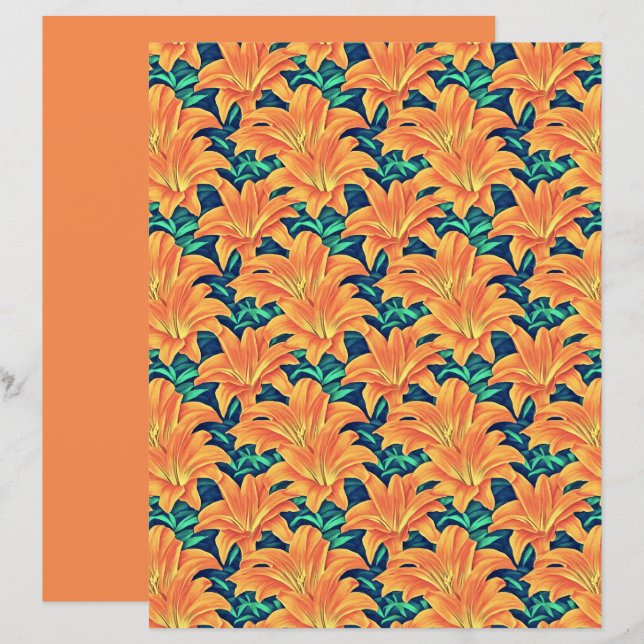 Orange Day Lilies mit grünen Blätter (Vorne/Hinten)