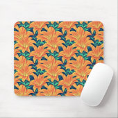Orange Day Lilies mit grünen Blätter Mousepad (Mit Mouse)