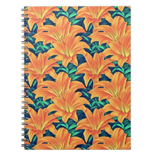 Orange Day Lilies mit grünen Blätter Notizblock
