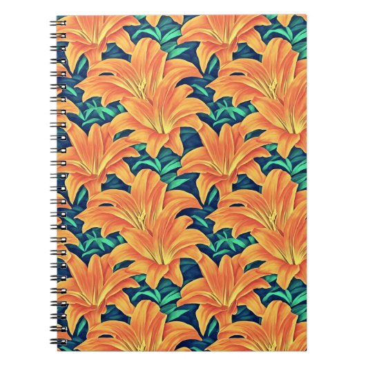 Orange Day Lilies mit grünen Blätter Notizblock (Vorderseite)