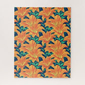 Orange Day Lilies mit grünen Blätter Puzzle (Vertikal)