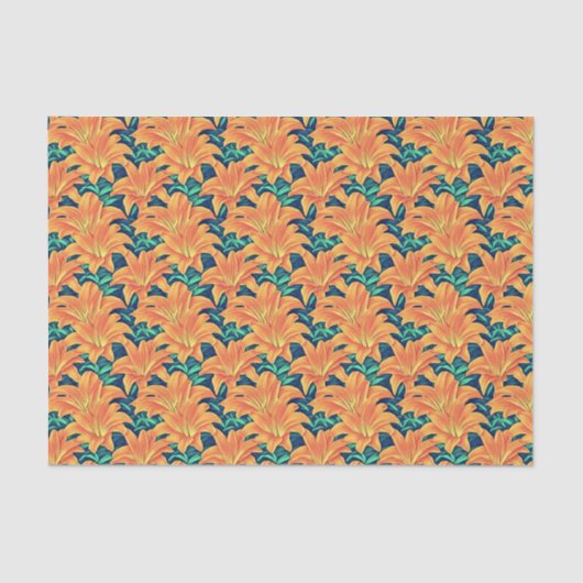 Orange Day Lilies mit grünen Blätter Seidenpapier (Vorderseite)