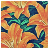 Orange Day Lilies mit grünen Blätter Stoff (Nahaufnahme)