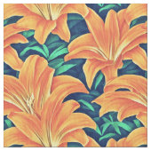 Orange Day Lilies mit grünen Blätter Stoff (Nahaufnahme)