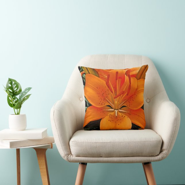 Orange Day Lily Throw Pillow Kissen (Stuhl )