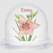 Orange Daylily Flower Botanical Art Personalized Schneekugeln (Rückseite)