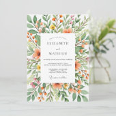 Orange Dazzling Spring Wedding Einladung (Stehend Vorderseite)
