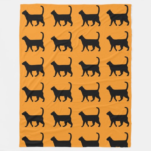 Orange Decke mit schwarzem Katzenmuster – Gemütlic (Vorderseite)