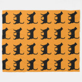 Orange Decke mit schwarzem Katzenmuster – Gemütlic (Vorderseite (Horizontal))