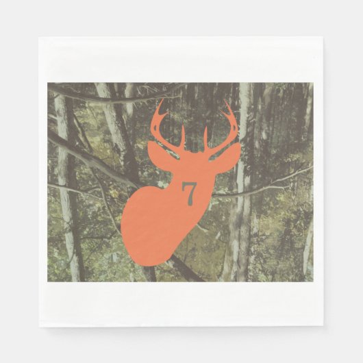 Orange Deer Head Camouflage Jagen zum Geburtstag N Serviette (Vorderseite)