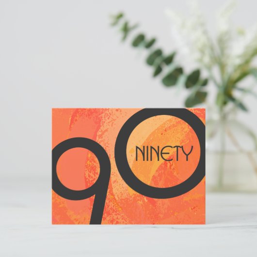Orange Dekade 90. Geburtstag Postkarte (Stehend Vorderseite)