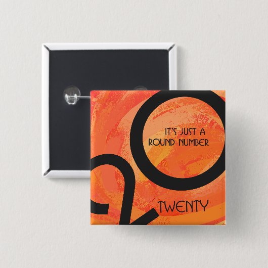 Orange Dekade Geburtstag Button (Vorne & Hinten)
