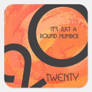 Orange Dekade Geburtstag Quadratischer Aufkleber