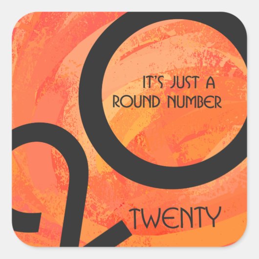 Orange Dekade Geburtstag Quadratischer Aufkleber (Vorderseite)