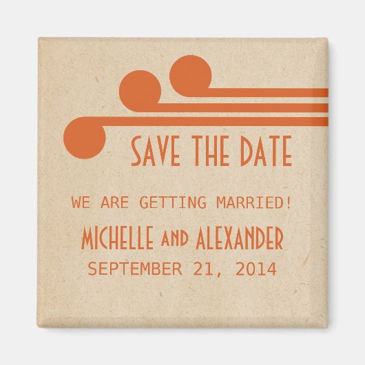 Orange Deko Chic Save the Date Magnet (Vorne)
