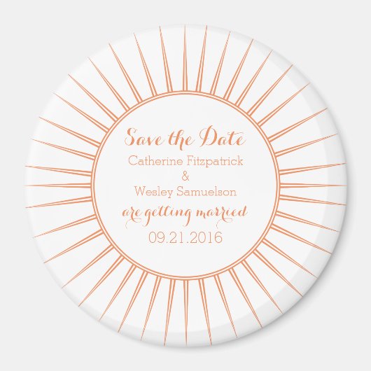 Orange Deko Retro Save the Date Magnet (Vorne)