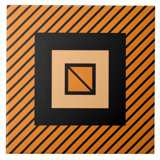 Orange Deko Zebra Tile Fliese (Vorderseite)