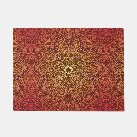 Orange dekoratives Spitze-Muster Fußmatte (Vorderseite)