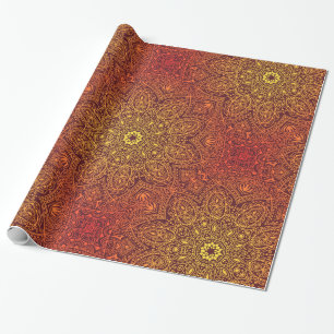 Orange dekoratives Spitze-Muster Geschenkpapier