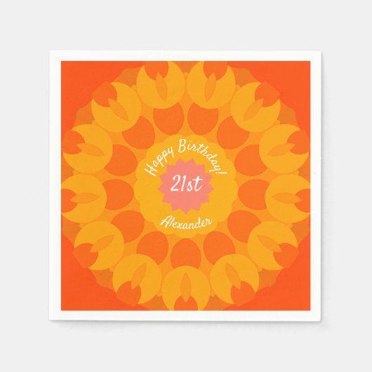 Orange Delight Kaleidoscope Napkins Serviette (Vorderseite)