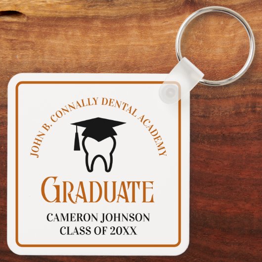 Orange Dental School Custom Abschluss Gift Schlüsselanhänger (Rückseite)