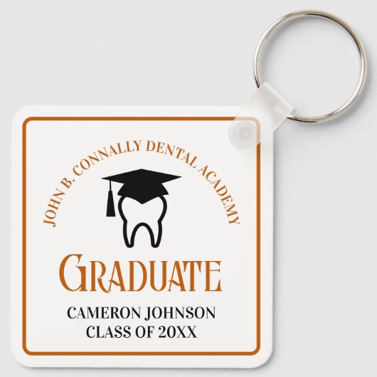 Orange Dental School Custom Abschluss Gift Schlüsselanhänger (Rückseite)