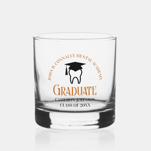 Orange Dental School Custom Dentist Abschluss Whiskyglas (Vorderseite)