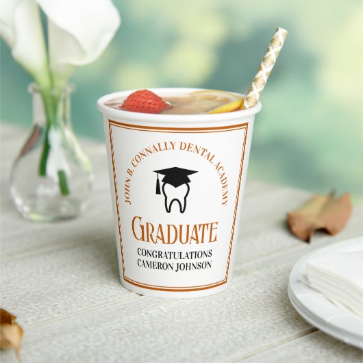 Orange Dental School Custom Graduation Party Pappbecher (In Situ)