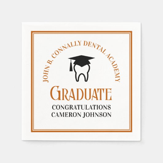 Orange Dental School Custom Graduation Party Serviette (Vorderseite)
