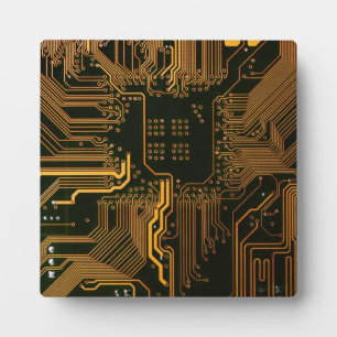 Orange der coolen Computerplatine Fotoplatte