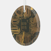 Orange der coolen Computerplatine Ornament Aus Glas (Vorderseite links)
