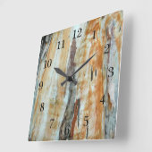 Orange der natürlichen Baumrinde buntes und graues Quadratische Wanduhr (Winkel)