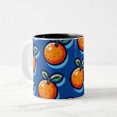 Orange design repeat pattern Coffee Mug Zweifarbige Tasse (Vorderseite Links)