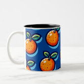 Orange design repeat pattern Coffee Mug Zweifarbige Tasse (Links)