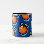 Orange design repeat pattern Coffee Mug Zweifarbige Tasse (Mittel)