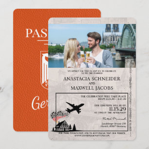 Orange Deutschland Reisepass Hochzeit Einladung