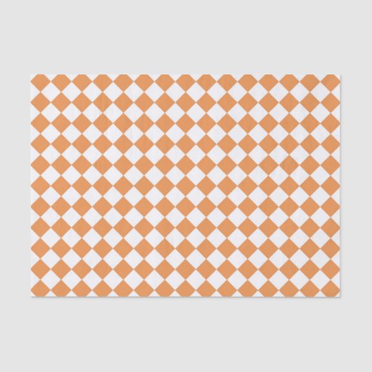 Orange Diamant-Schachbretpastellmuster Seidenpapier (Vorderseite)