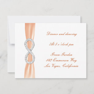 Orange Diamant Unendlichkeits-Hochzeitsempfangskar Einladung