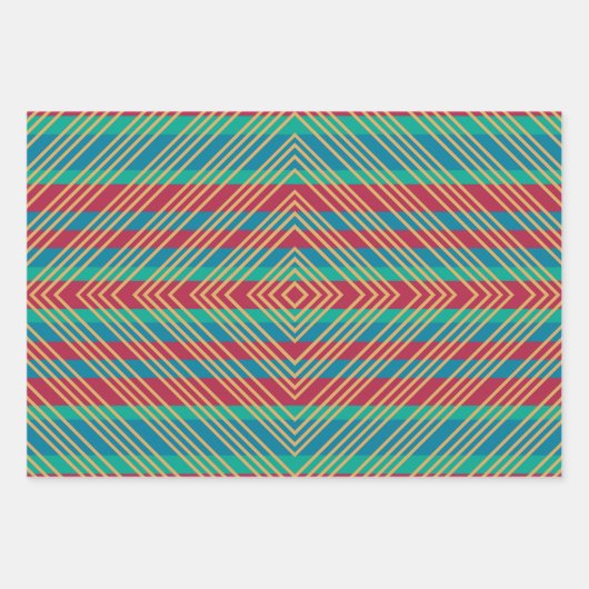 Orange Diamond Blue Red Türkise Pattern Geschenkpapier Set (Vorderseite 3)