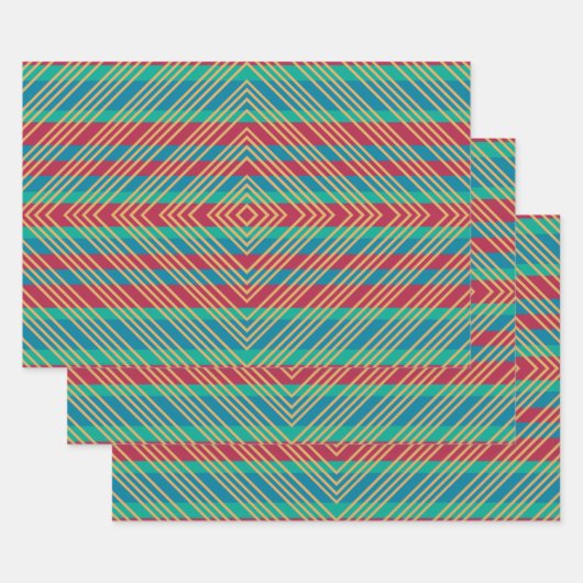 Orange Diamond Blue Red Türkise Pattern Geschenkpapier Set (Set)